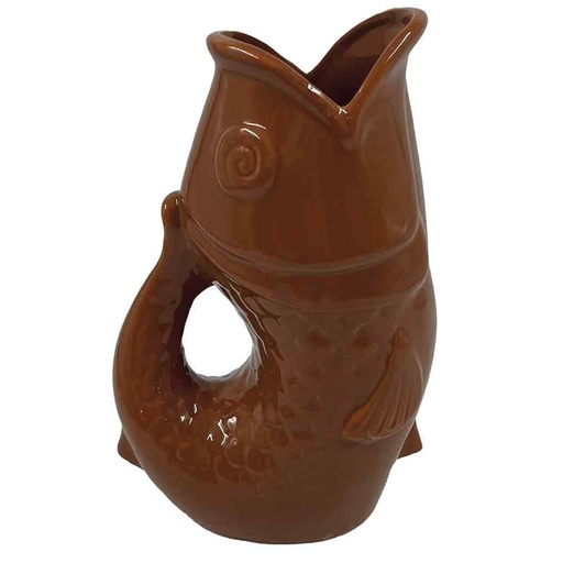 [OPJ015922CV] Vase Poisson en céramique marron, grand modèle