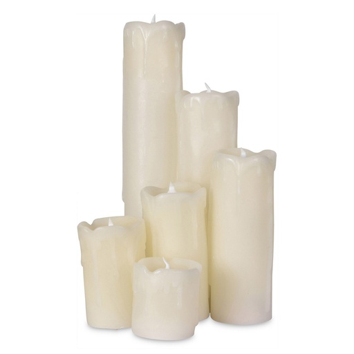 [OPJ015886CV] Bougies LED Piliers fondu cire naturelle ivoire Ø5,5cm (à piles)