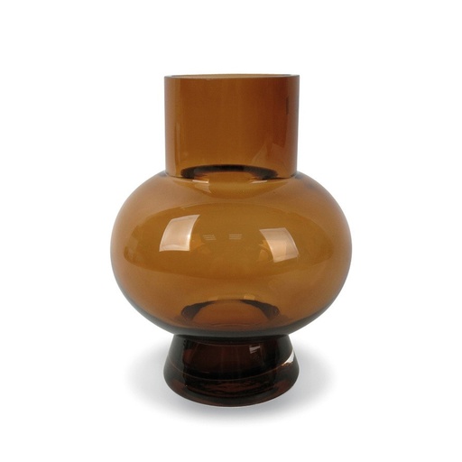 [OPJ013749CV] Vase rond en verre ambre Pino