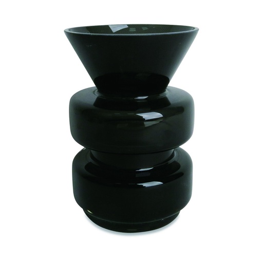 [OPJ013231CV] Vase Enton en verre noir