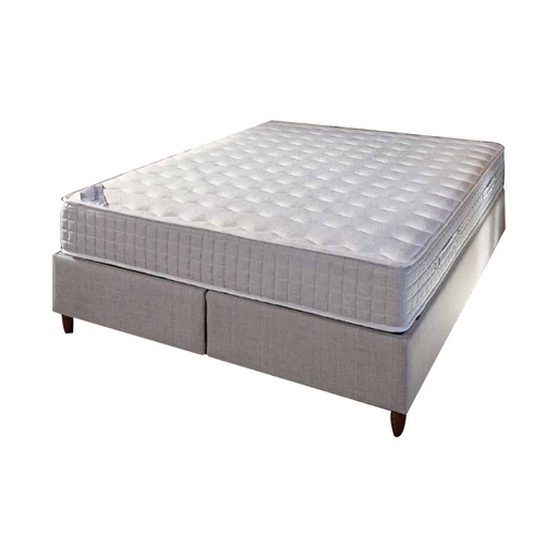 [BIHSIESOM1806656] Cadre de lit Ivana beige avec pieds en plastique gris