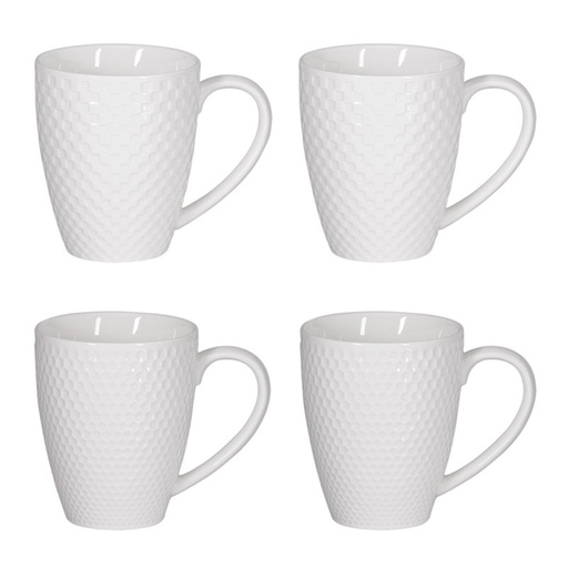 [BAD237531] SNOW - Coffret de 4 mugs en porcelaine blanc 9cm