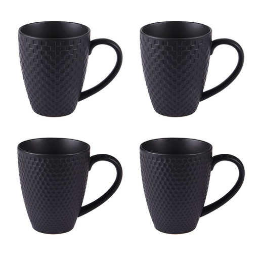 [BAD237554] Coffret Snow 4 mugs en porcelaine noir mat