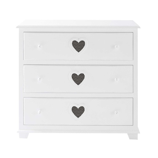 [CN311719] Commode Valentine 3 tiroirs blanche
