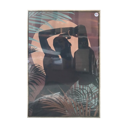 [LX5315480X120] Toile Nzinga encadrée en caisse naturelle américaine PM