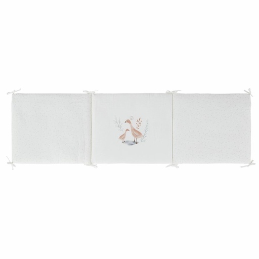 [CN722586] VALENSOLE - Tour de lit bébé blanc, vieux mauve et beige