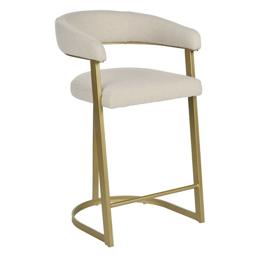 [CN123106] Chaise de bar Warren pour îlot central beige avec détails dorés élégants