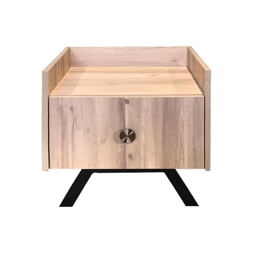 [BIHCOMARE] AREZKI - Table de chevet 1 tiroir en bois chêne naturel 52x53x50