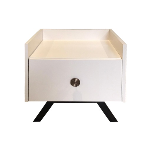 [BIHCOMBLC] AREZKI - Table de chevet 1 tiroir en bois blanc crème 52x53x50