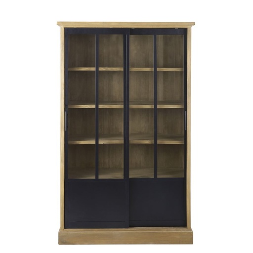 [CN619901] Vitrine Ventura 2 portes en pin massif et verre trempé