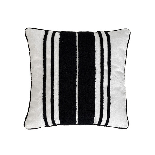 [OPJ015583] Coussin rayure noir en coton