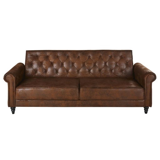 [CN123012] Canapé clic-clac Lise 3/4 places en suédine marron