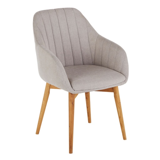 [CN124109] Fauteuil de table gris clair Archie et pieds en bois de chêne