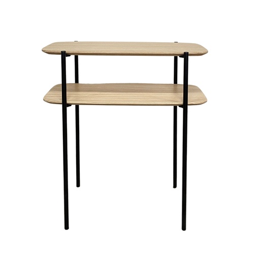 [LXAJIR100] Console meuble Plexus en bois chêne vernis et métal noir