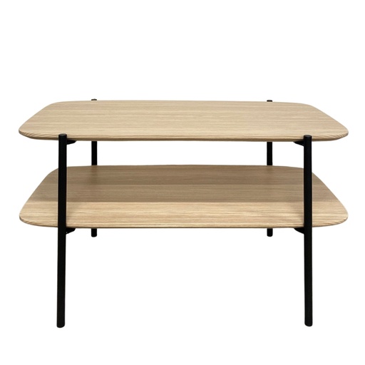 [LXAJIR102] Table basse Plexus en bois chêne vernis et métal noir