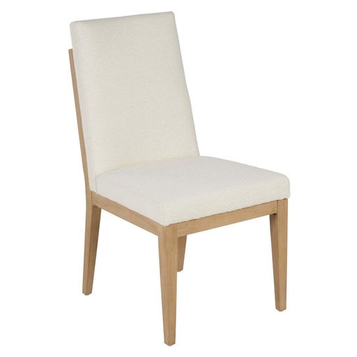 [CN523120] Chaise Throne blanc ivoire et pieds en bois d'hévéa