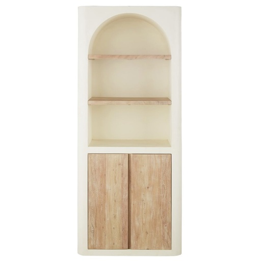 [CN823090] Bibliothèque Sartene 2 portes 2 étagères blanc crème