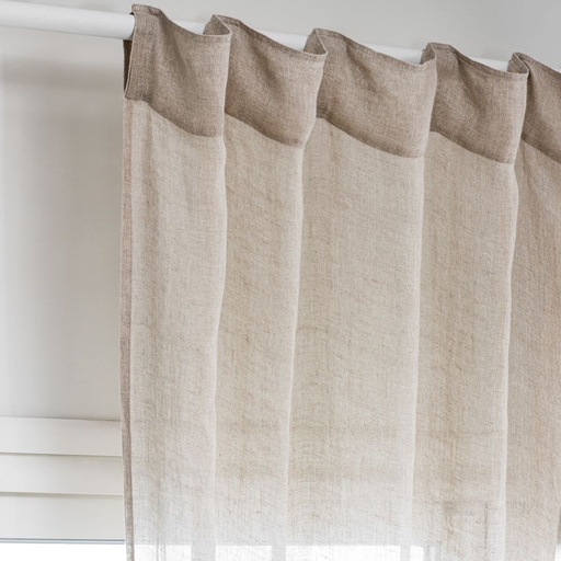 [CN323158] Rideau à passants voilage en lin beige à l'unité