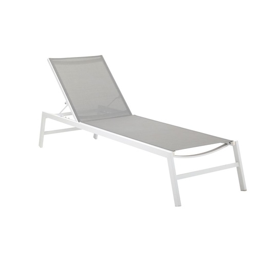 [CN423834] Bain de soleil Hawaï en aluminium blanc et toile plastifiée gris clair