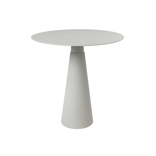 [KEN201015] Table d'appoint Inno gris clair en fer forgé et plateau rond en métal