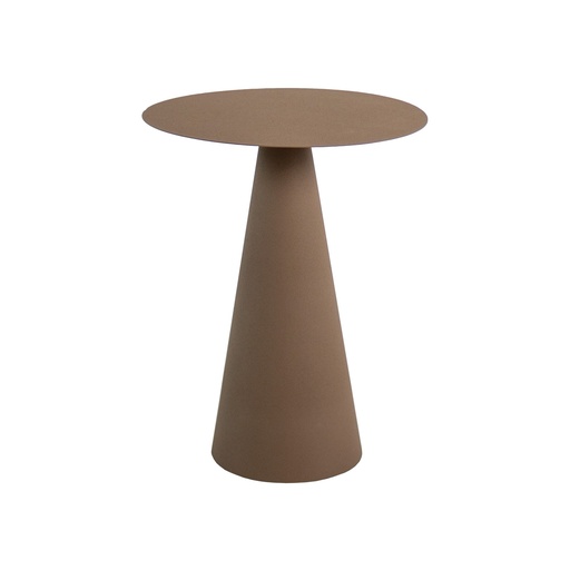 [KEN201016] Table d'appoint Inno marron en fer forgé et plateau rond en métal