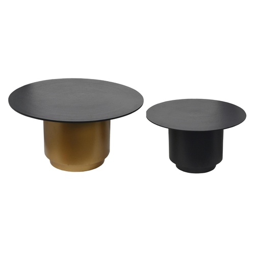 [KEN301011] Duo de table basse Akita en acier noir et laiton