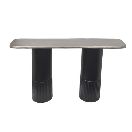 [KEN301014] Table console Velda en métal base marron foncé et gris antique
