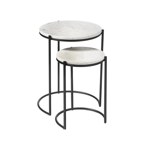 [KEN301020] Lot de 2 tables d'appoint Sintra avec plateau en marbre blanc