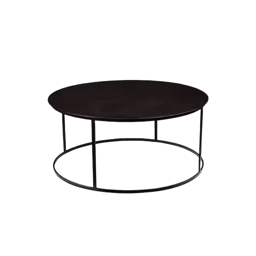 [KEN301021] Table basse Sienna en marbre noir et métal noir