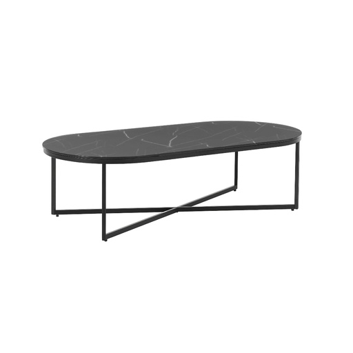 [KEN301023] Table basse Thala en marbre noir et métal noir