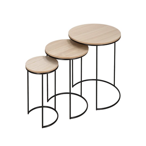 [KEN301025] Lot de 3 tables d'appoint rondes en métal