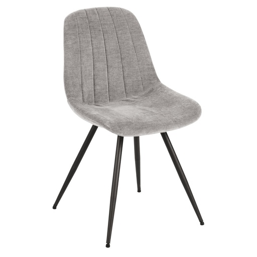 [CN123051] Chaise en velours gris clair et acier noir Keira