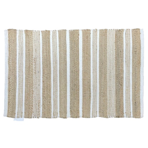 [LXIURS103] Tapis Bucarest en jute naturel et coton blanc 250x150cm
