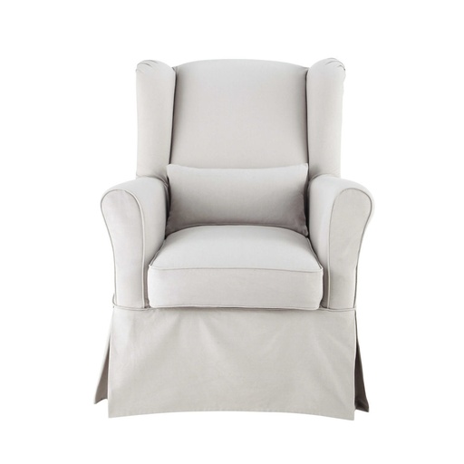 [CN614739] Housse de fauteuil Cottage en coton gris clair