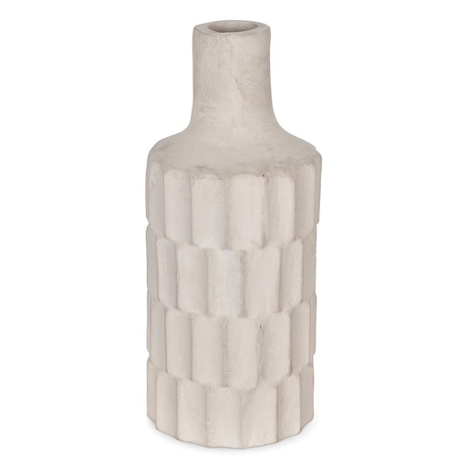 [OPJ015403] Vase décoratif Facette en papier mâché blanc PM