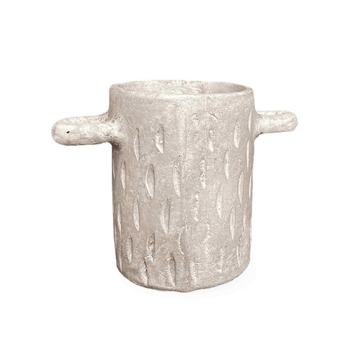 [OPJ015860] Vase design Oreille en papier mâché blanc