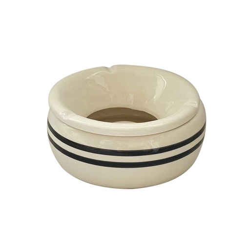 [OPJ016145] Cendrier Adam gm en grès céramie rayure noire