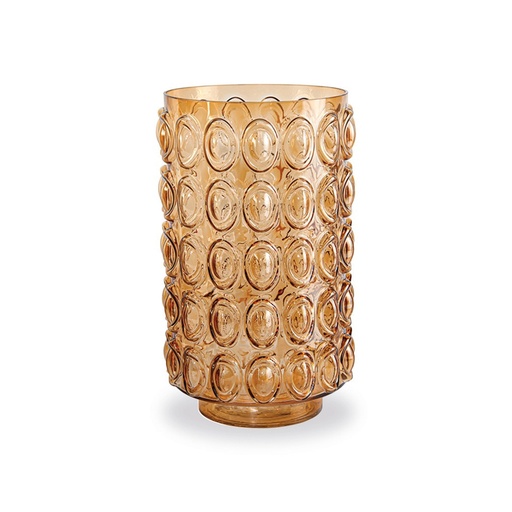 [OPJ016975] Vase en verre marron Bal PM