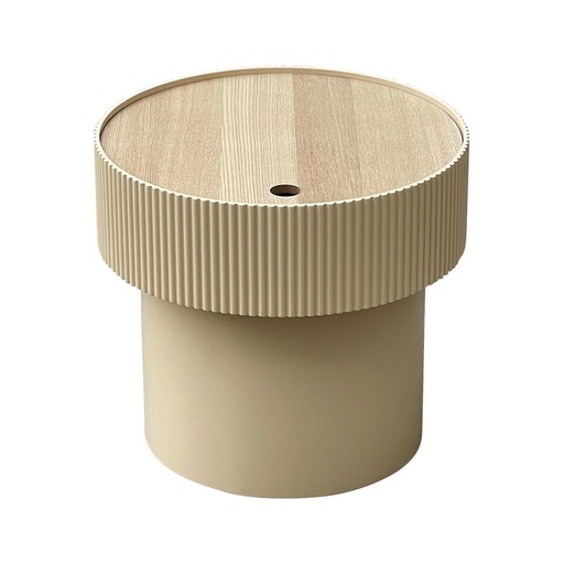 [OPJ016401] Bout de canapé Strie en MDF peint et frêne beige