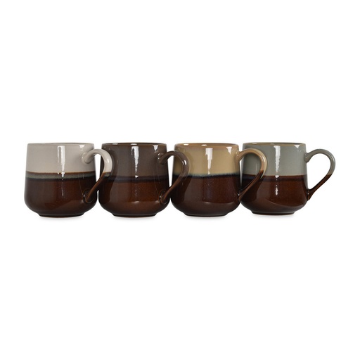 [OPJ016911] Set de 4 mugs Lion en en grès liseré