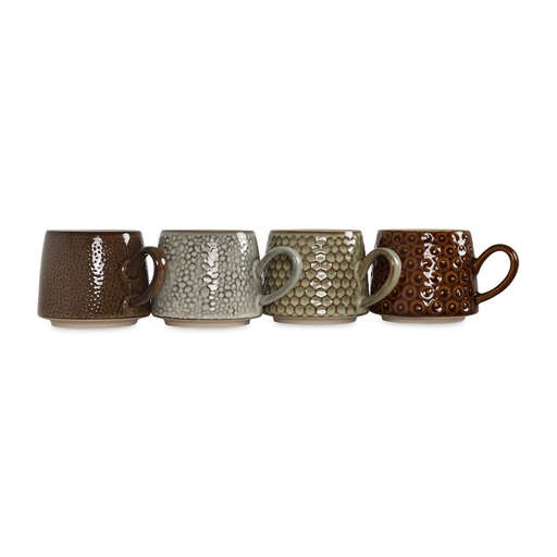 [OPJ016910] Set de 4 mug Guepard en grès à motifs