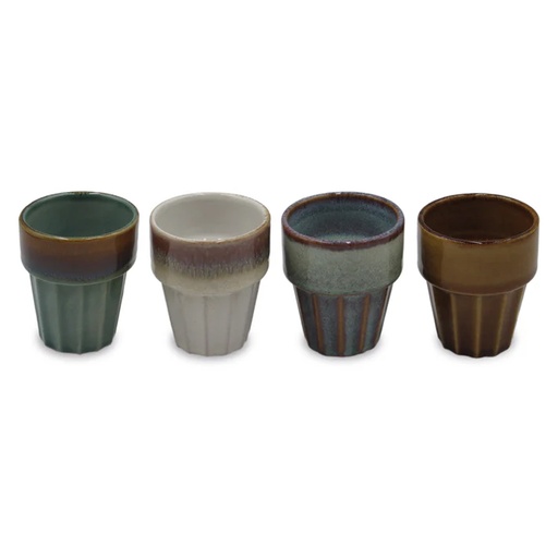 [OPJ017086] Set de 4 gobelet Cantine gm en grès strié