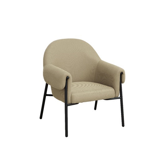 [KEN102022] Fauteuil Forge en velours sable et métal coloris noir
