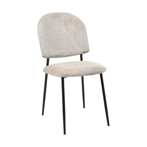 [KEN102026] Chaise Amalya en velours côtelé beige ivoire