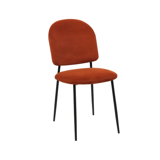 [KEN102028] Chaise Amalya en velours côtelé terracotta