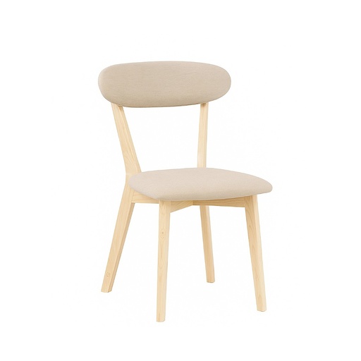 [KEN102032] Chaise Anais en tissu beige ivoire en bois marron