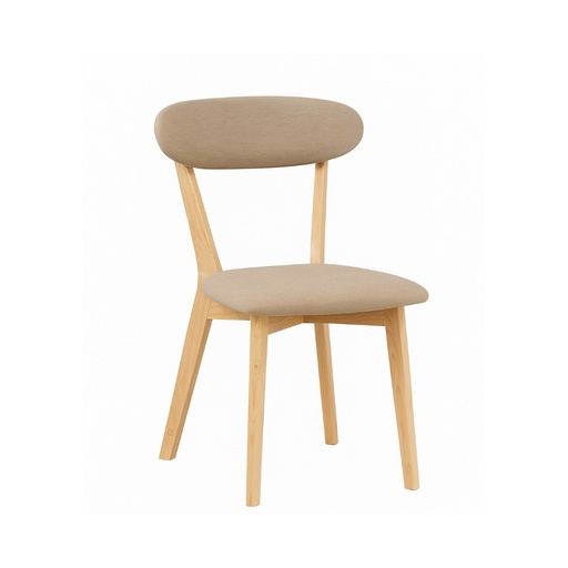 [KEN102033] Chaise Anais en tissu beige en bois marron
