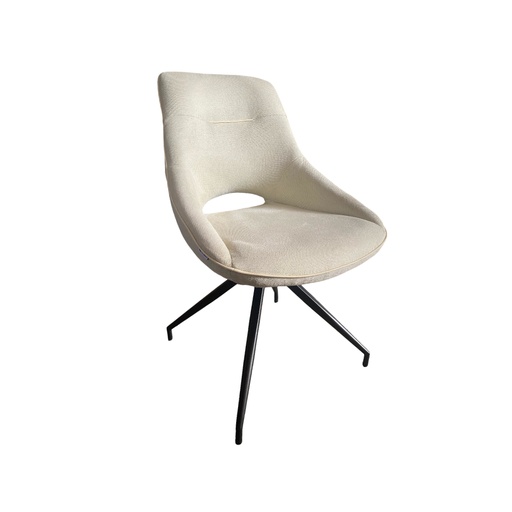 [KEN102034] Chaise Story en tissu beige avec pied métal noir