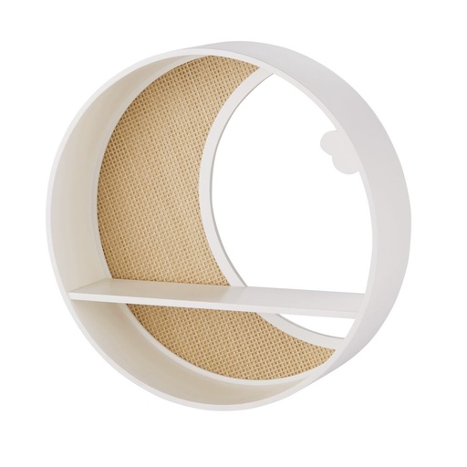 [CN723463] Etagère murale lune écrue cannage en rotin naturel