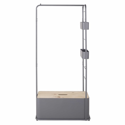 [CN623399] Portant Vesta en bois de pin et métal gris anthracite avec caisson